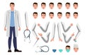 Flat vector male doctor character for your scenes Royalty Free Stock Photo